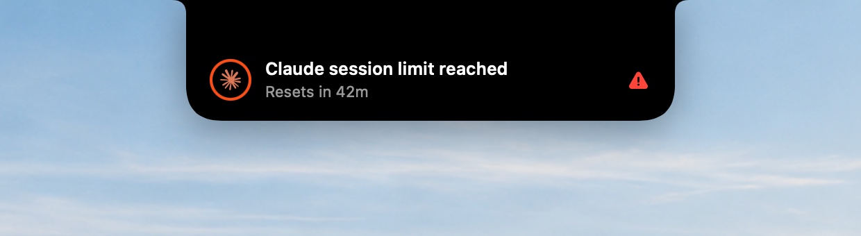 Claude session limit reached alert