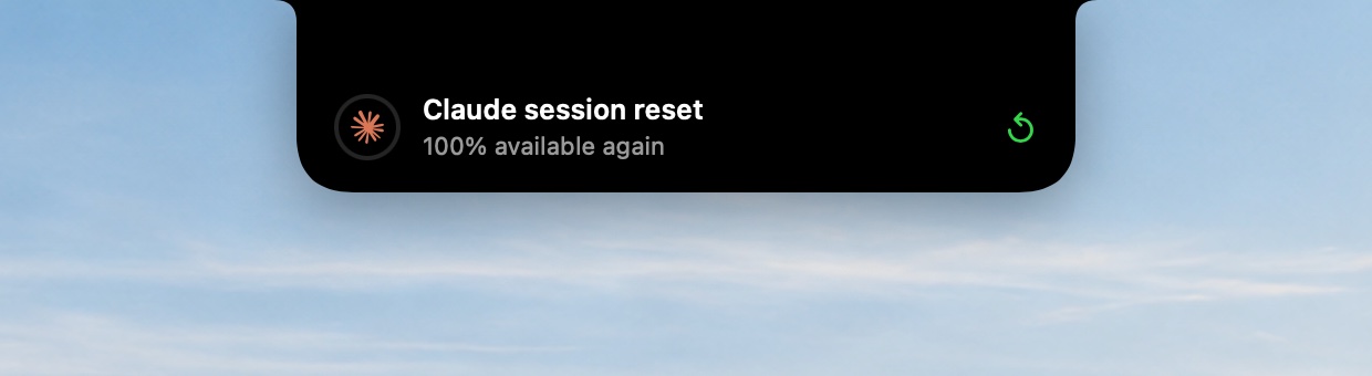 Claude session reset alert
